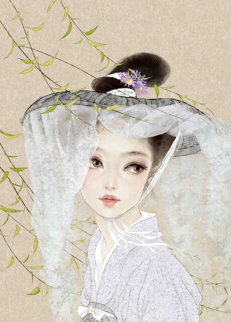 唯美福連文苑女子手繪插畫