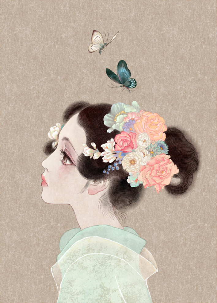 唯美福連文苑女子手繪插畫