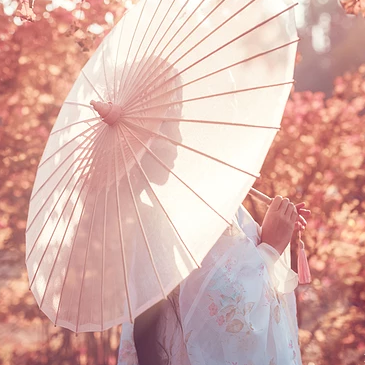 落葉意境彈琵琶女生頭像，唯美古風(fēng)真人頭像