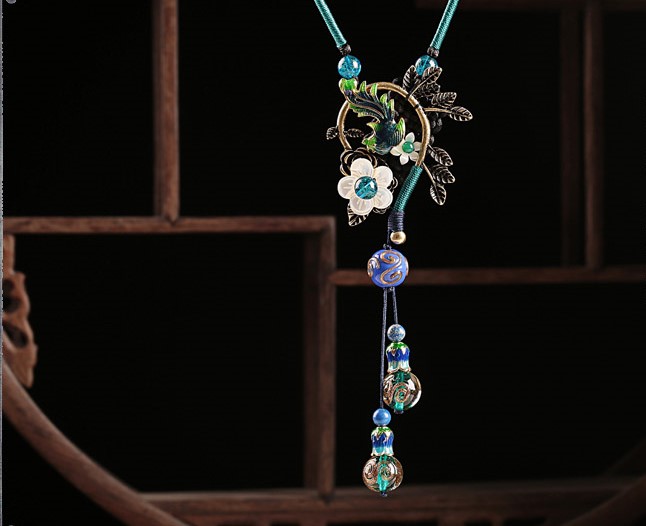 福連文苑藍(lán)琉璃鳳凰吊墜毛衣鏈項(xiàng)鏈