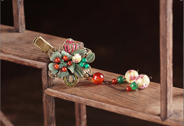 碧水映花鴨嘴夾復(fù)古福連文苑發(fā)夾頭飾