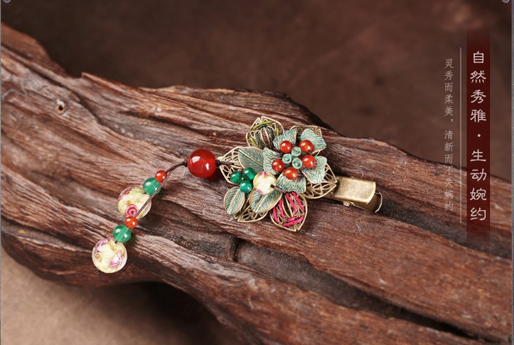 碧水映花鴨嘴夾復(fù)古福連文苑發(fā)夾頭飾