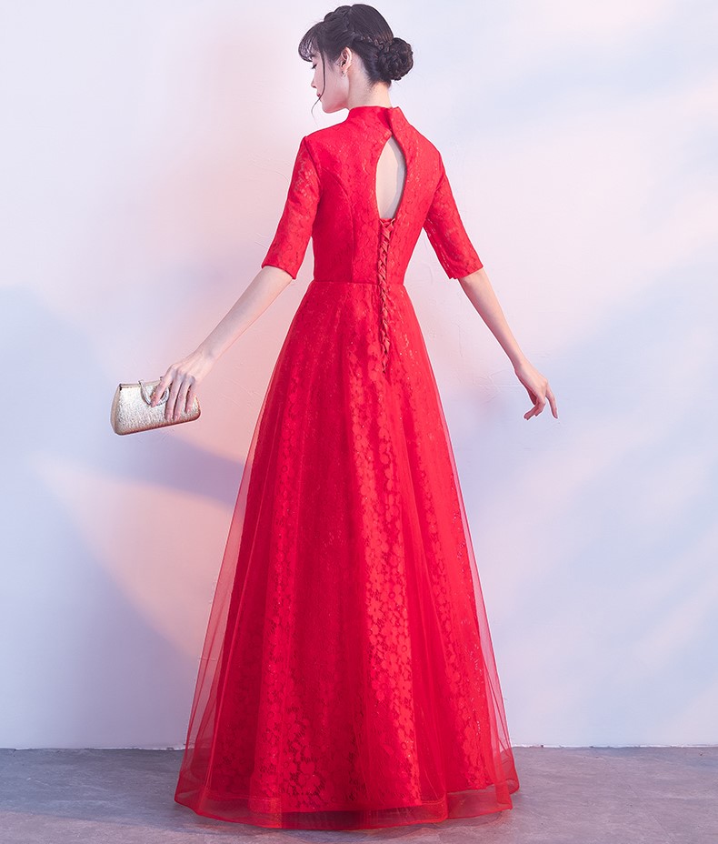 典雅氣質中式禮服，網紗蕾絲晚禮服