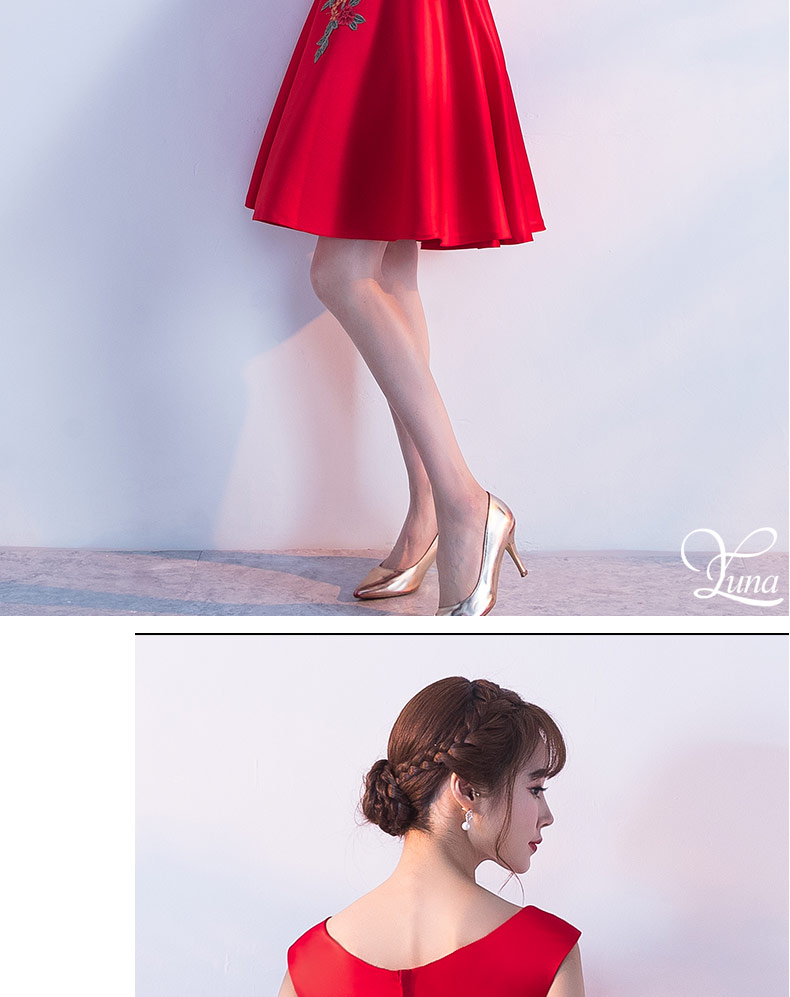 時尚福連文苑中式禮服，芍藥繡花新娘結(jié)婚禮服