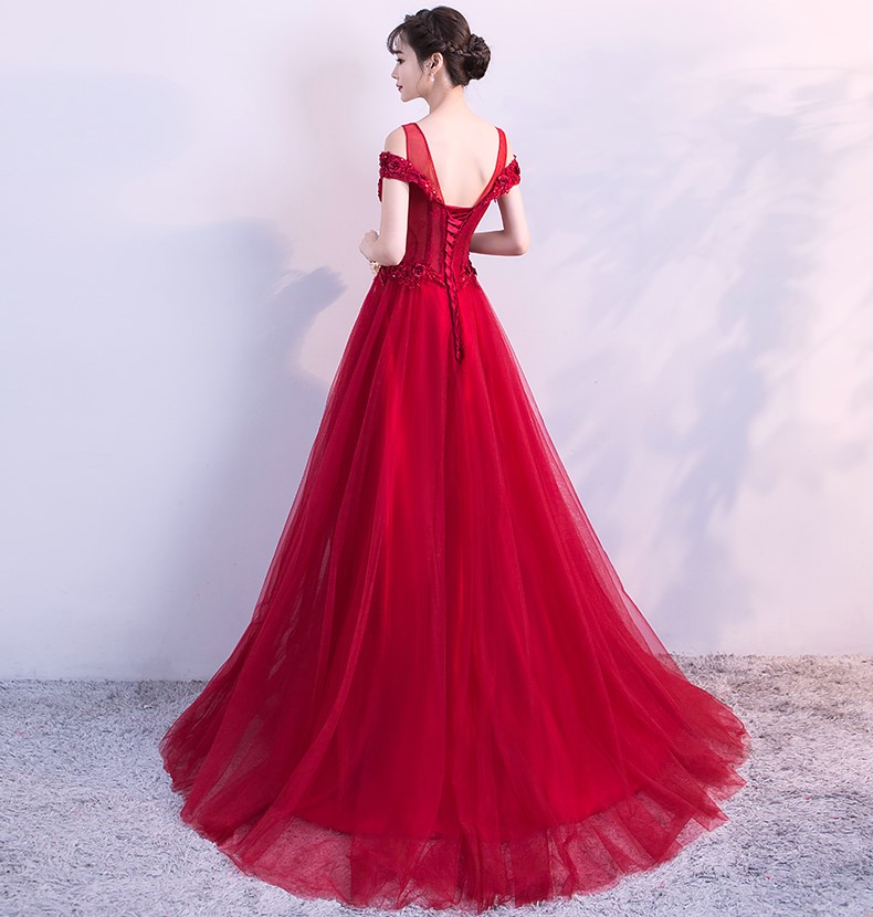 優(yōu)雅雙肩中式禮服,福連文苑立體繡花晚禮服