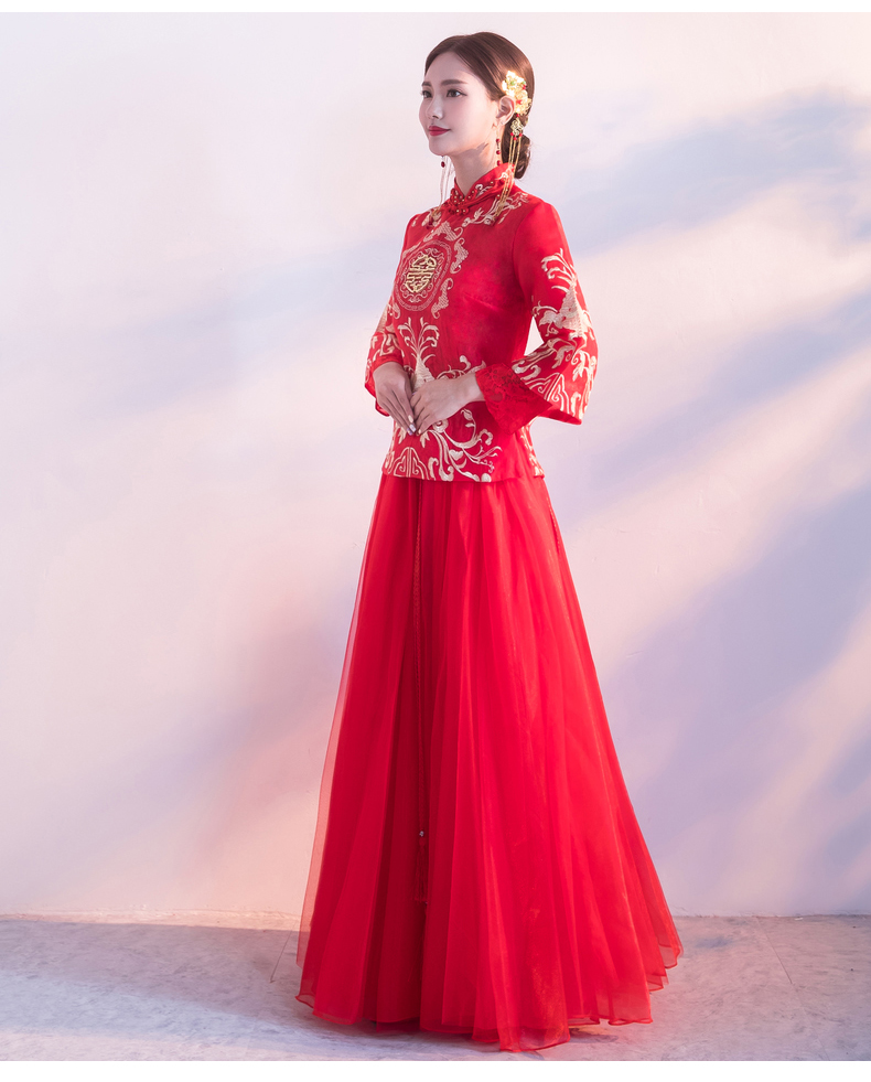 喜字中式禮服，唯美福連文苑新娘禮服