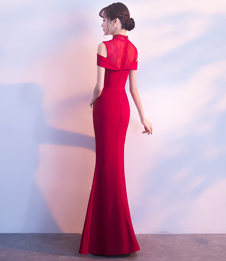 魚尾修身中式禮服，唯美福連文苑晚禮服
