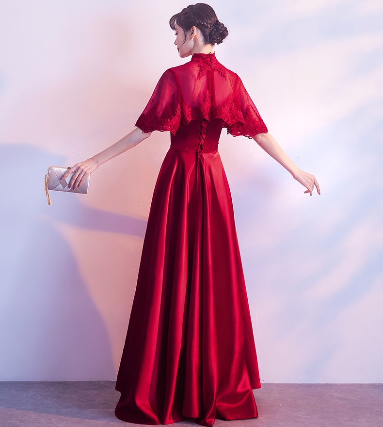 蕾絲披肩中式禮服，甜美福連文苑晚禮服