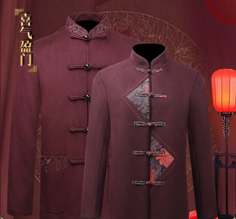 古典情侶羊毛妮唐裝，復(fù)古風(fēng)中式唐裝