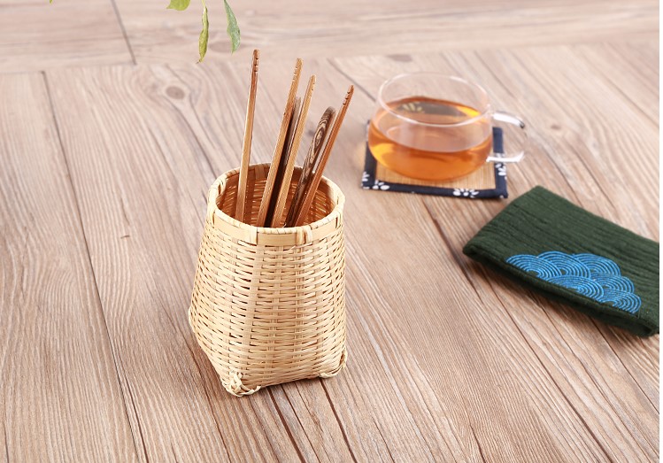 復古風手工竹編筆筒