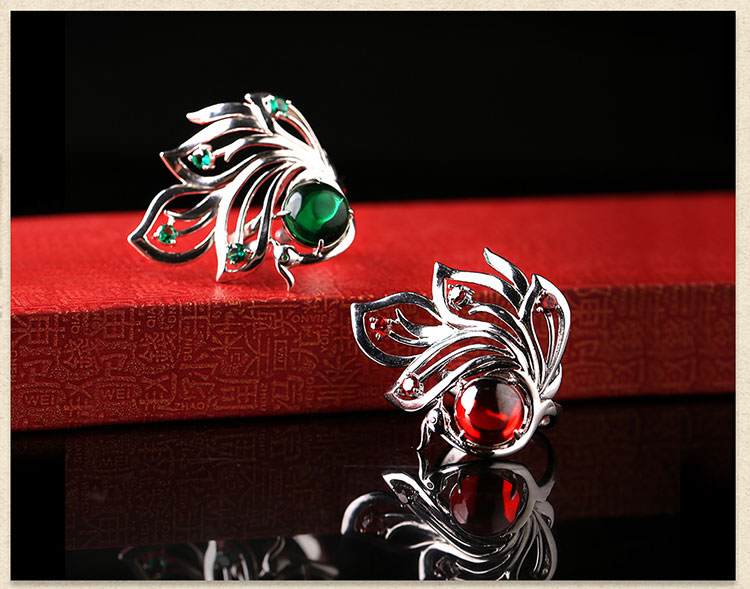 福連文苑鋯石夸張銀戒指