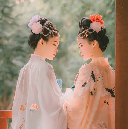 并蒂花閨蜜頭像，唯美古風(fēng)真人頭像