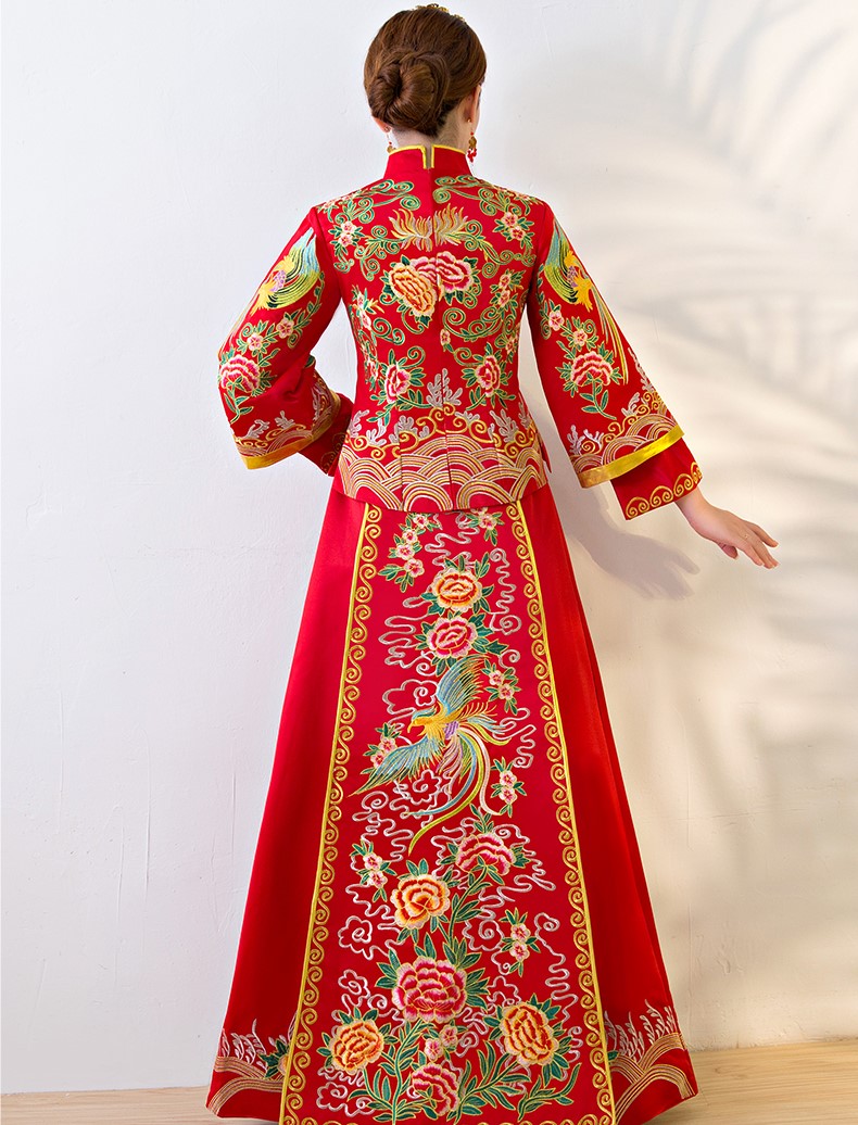 唯美福連文苑中式禮服，鳳牡丹刺繡新娘禮服