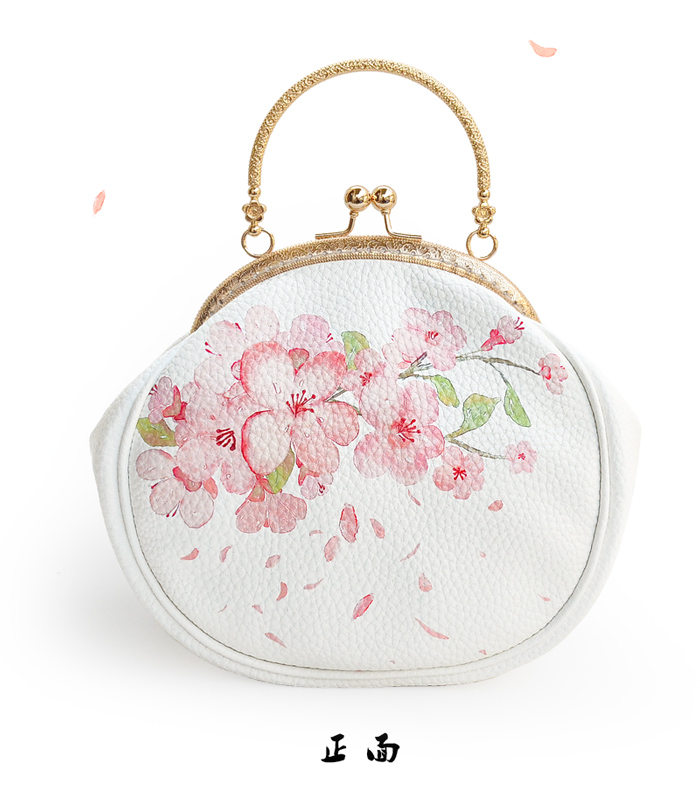 唯美清新桃花手提包，花朵古風(fēng)手工包