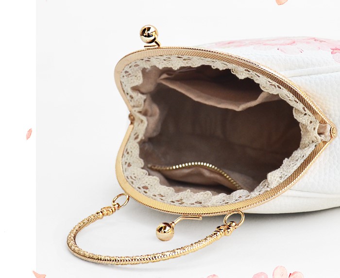 唯美清新桃花手提包，花朵古風(fēng)手工包