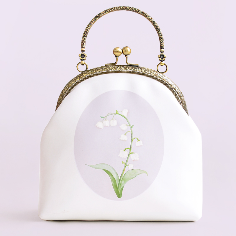 氣質鈴蘭花手提包，唯美花朵手工包