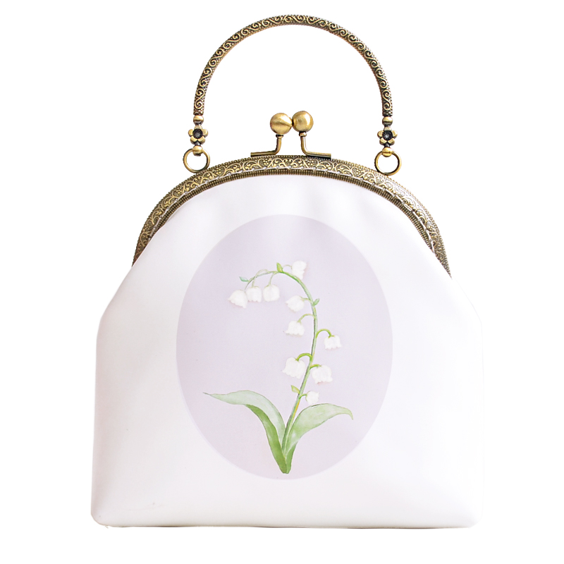 氣質鈴蘭花手提包，唯美花朵手工包