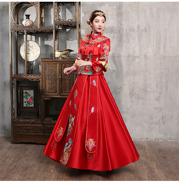 花開并蒂新娘禮服，氣質(zhì)中式禮服