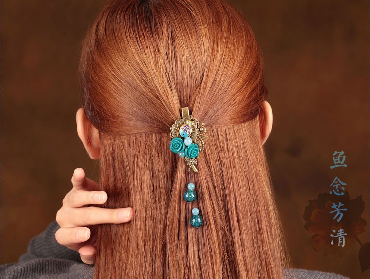 福連文苑琉璃流蘇發(fā)夾頭飾