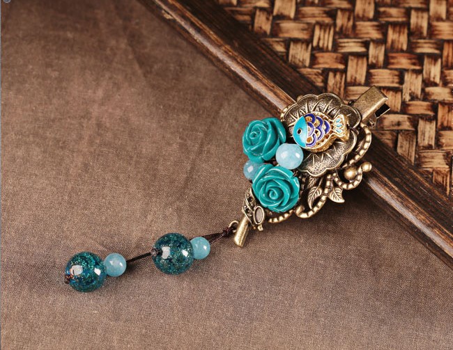 福連文苑琉璃流蘇發(fā)夾頭飾