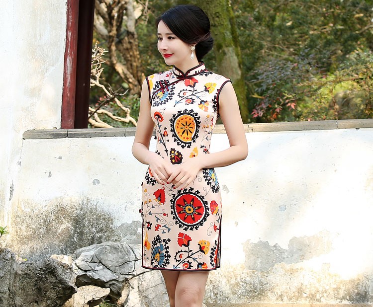 古典時尚菩薩蠻短款旗袍裙