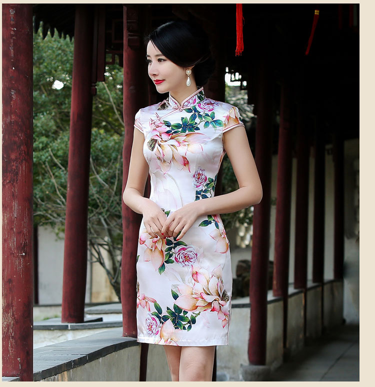 花韻古典時(shí)尚福連文苑短款旗袍裙