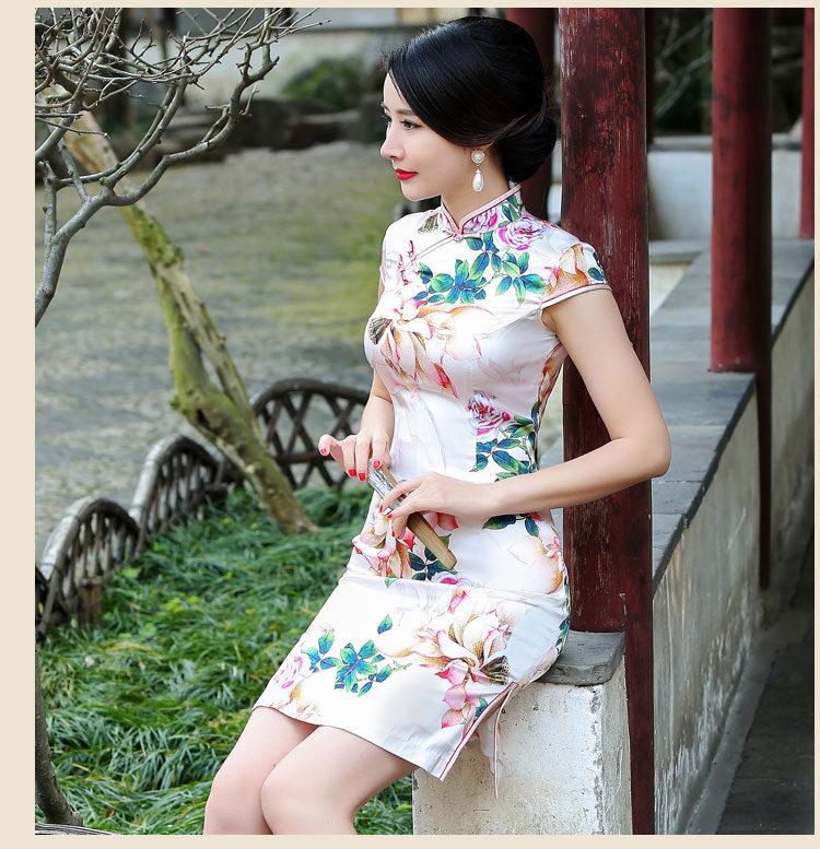 花韻古典時(shí)尚福連文苑短款旗袍裙