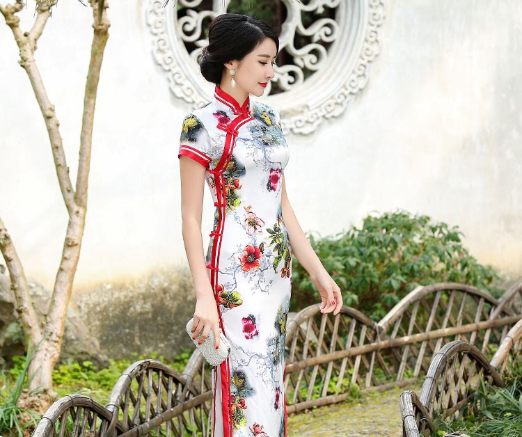 時(shí)尚福連文苑典雅印花旗袍裙