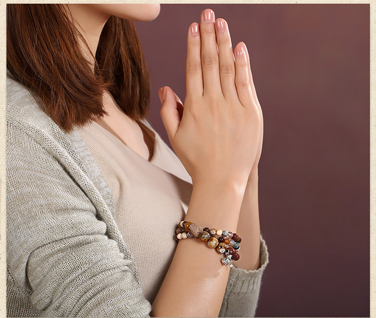 時尚復古文藝多圈瑪瑙木化石手串