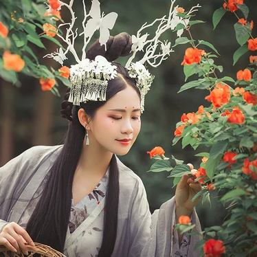 淡雅清新木槿花女生頭像，唯美古風(fēng)真人頭像