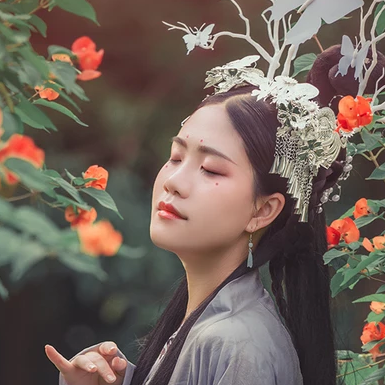 淡雅清新木槿花女生頭像，唯美古風(fēng)真人頭像