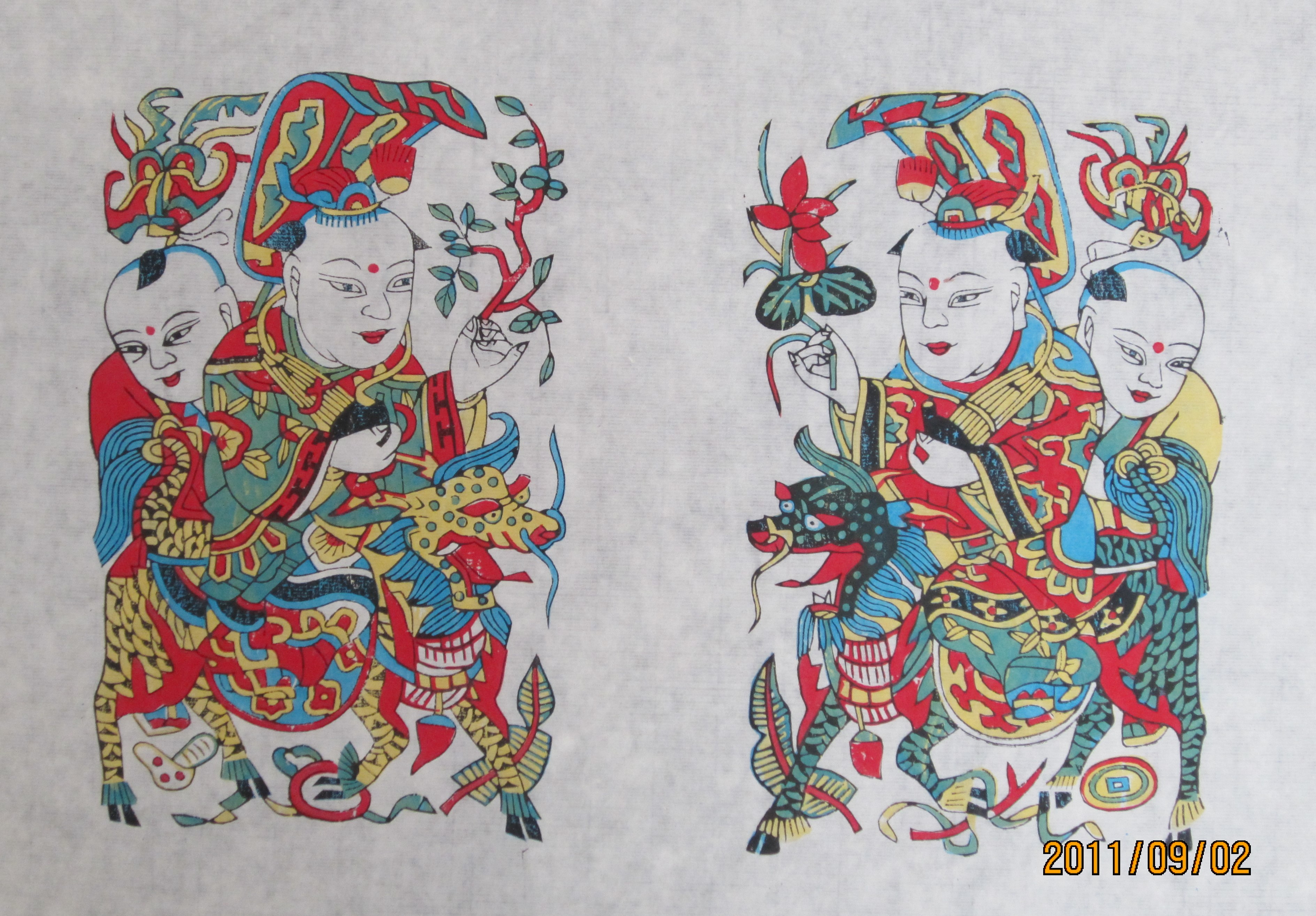 15款生動門神人物年畫，唯美中國吉祥人物年畫