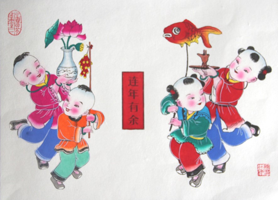 10款唯美生動年畫娃娃，古風(fēng)手繪中國年畫