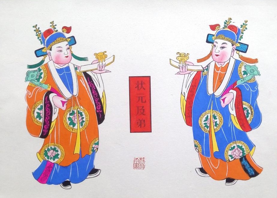 唯美生動門神年畫，古風(fēng)手繪中國年畫