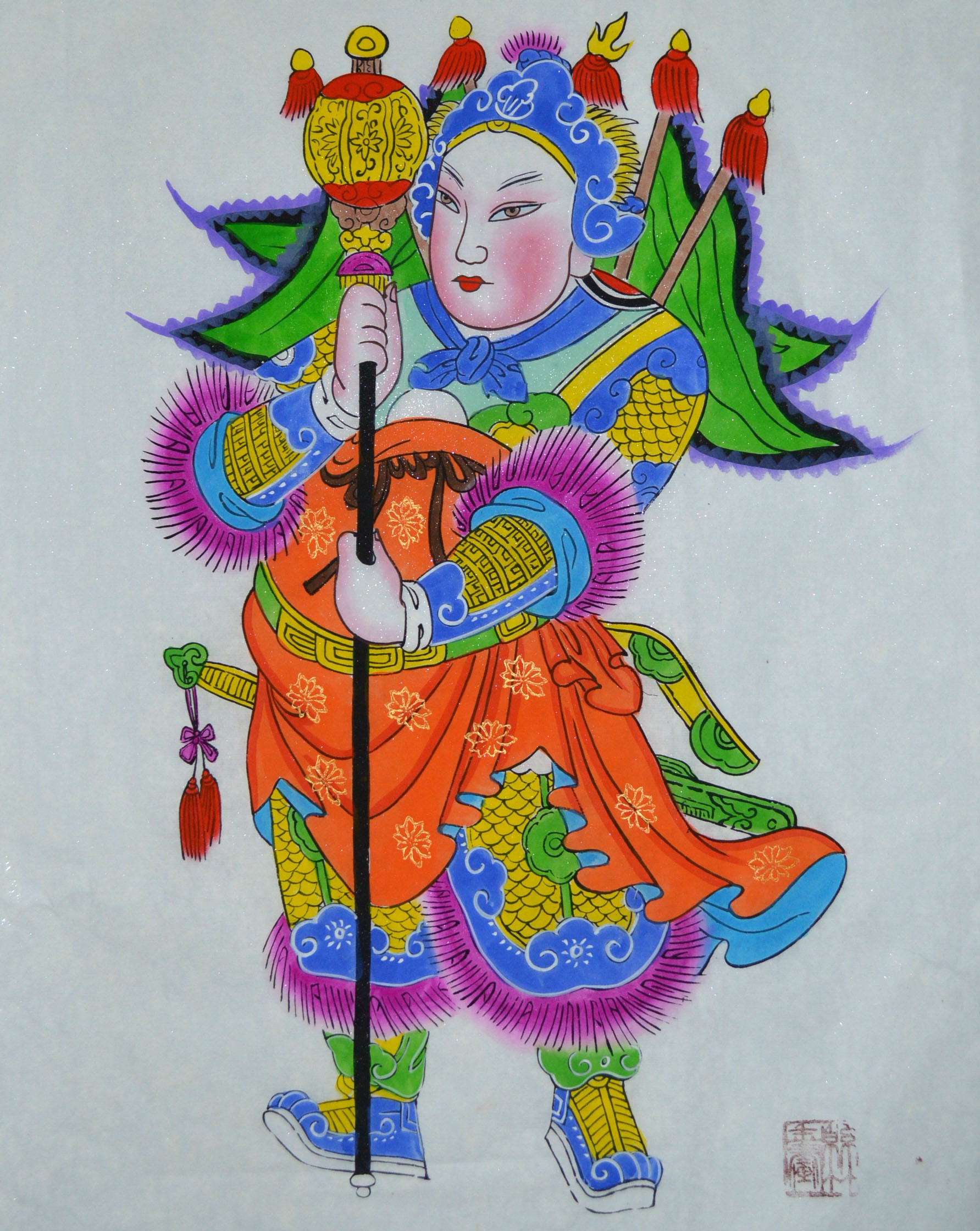 唯美生動門神年畫，古風(fēng)手繪中國年畫