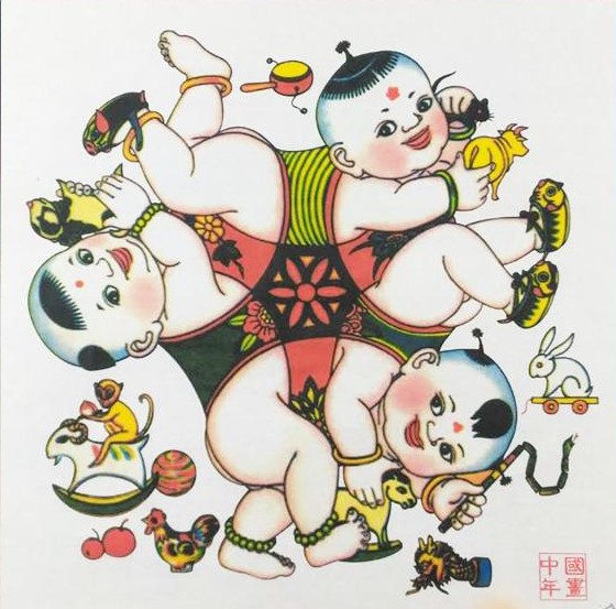 十款民間工藝年畫，古風(fēng)手繪童趣中國年畫