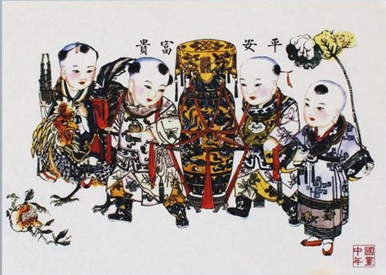 12款民間工藝年畫，手繪民俗文化年畫