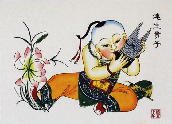 12款民間工藝年畫，手繪民俗文化年畫