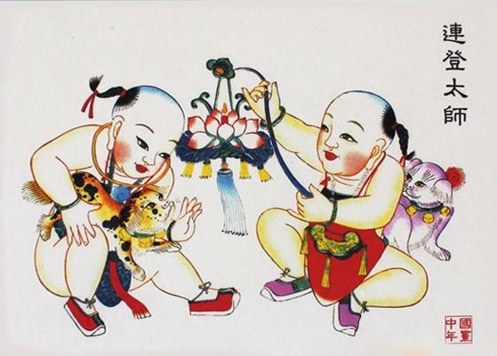 12款民間工藝年畫(huà)，手繪民俗文化年畫(huà)