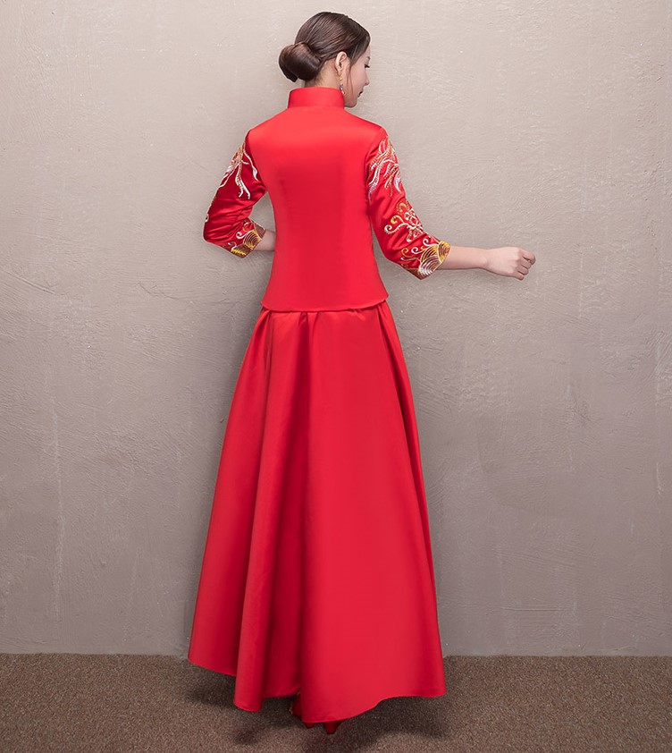 古典福連文苑喜字新娘禮服,鳳凰刺繡中式禮服