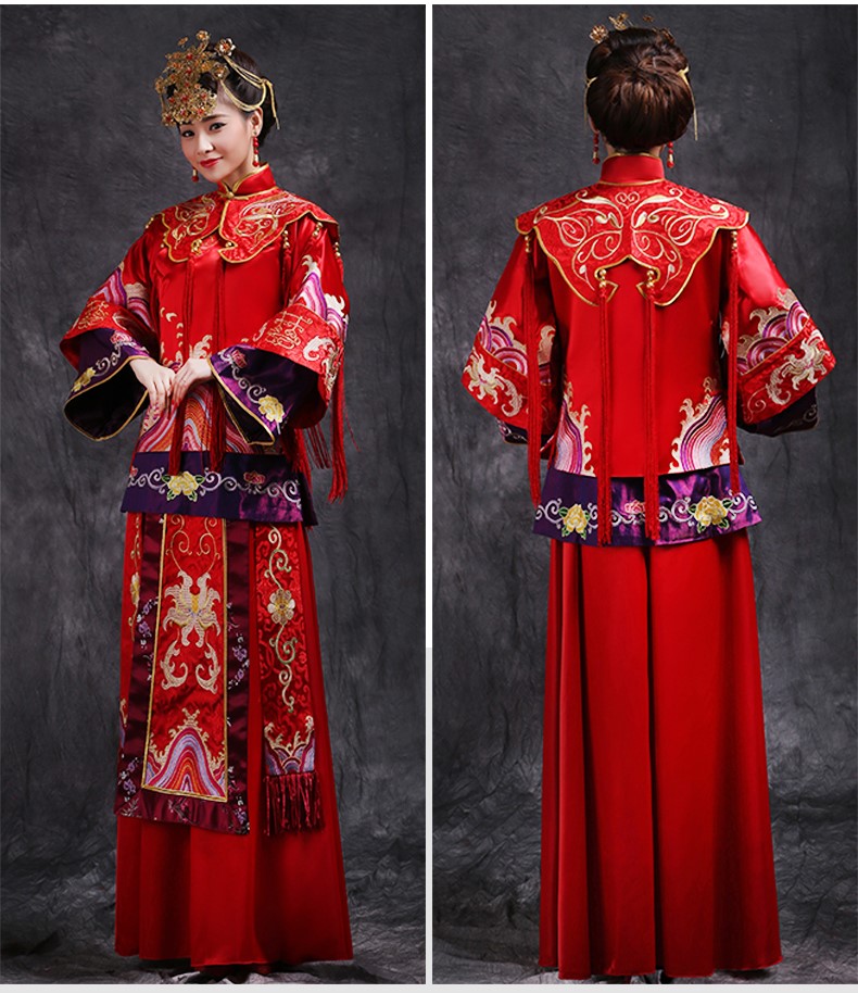 風(fēng)姿華美新娘禮服，復(fù)古刺繡中式禮服