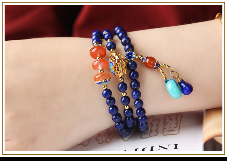 溫潤細膩多圈民族風(fēng)青金石手串