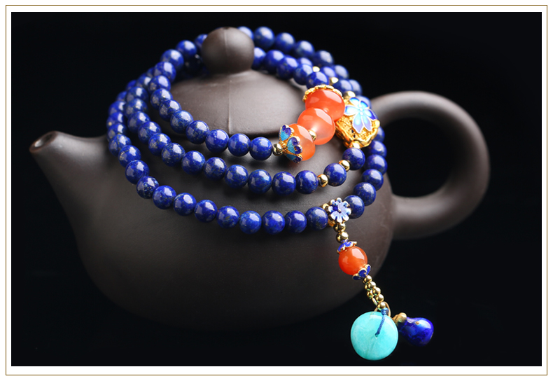 溫潤細膩多圈民族風(fēng)青金石手串