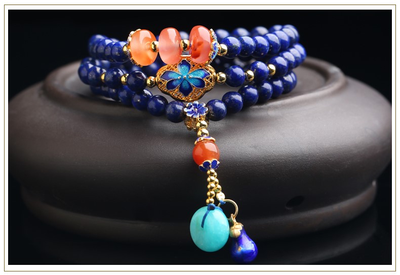 溫潤細膩多圈民族風(fēng)青金石手串