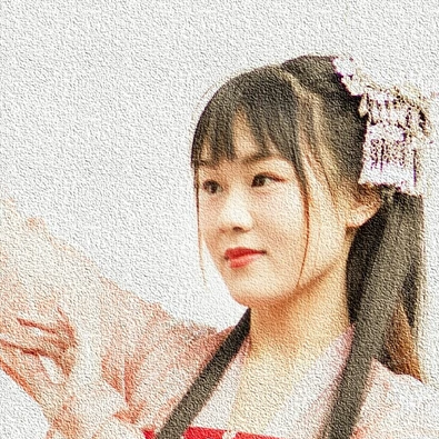 小清新粉衣帶團(tuán)扇女生頭像，唯美古風(fēng)真人頭像
