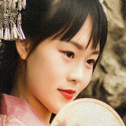小清新粉衣帶團(tuán)扇女生頭像，唯美古風(fēng)真人頭像