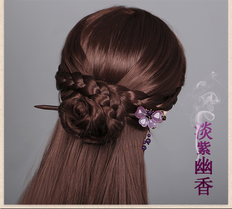 紫色復古風簪子古典頭飾