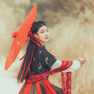 紅妝帶紅傘女生頭像，唯美古風(fēng)真人頭像