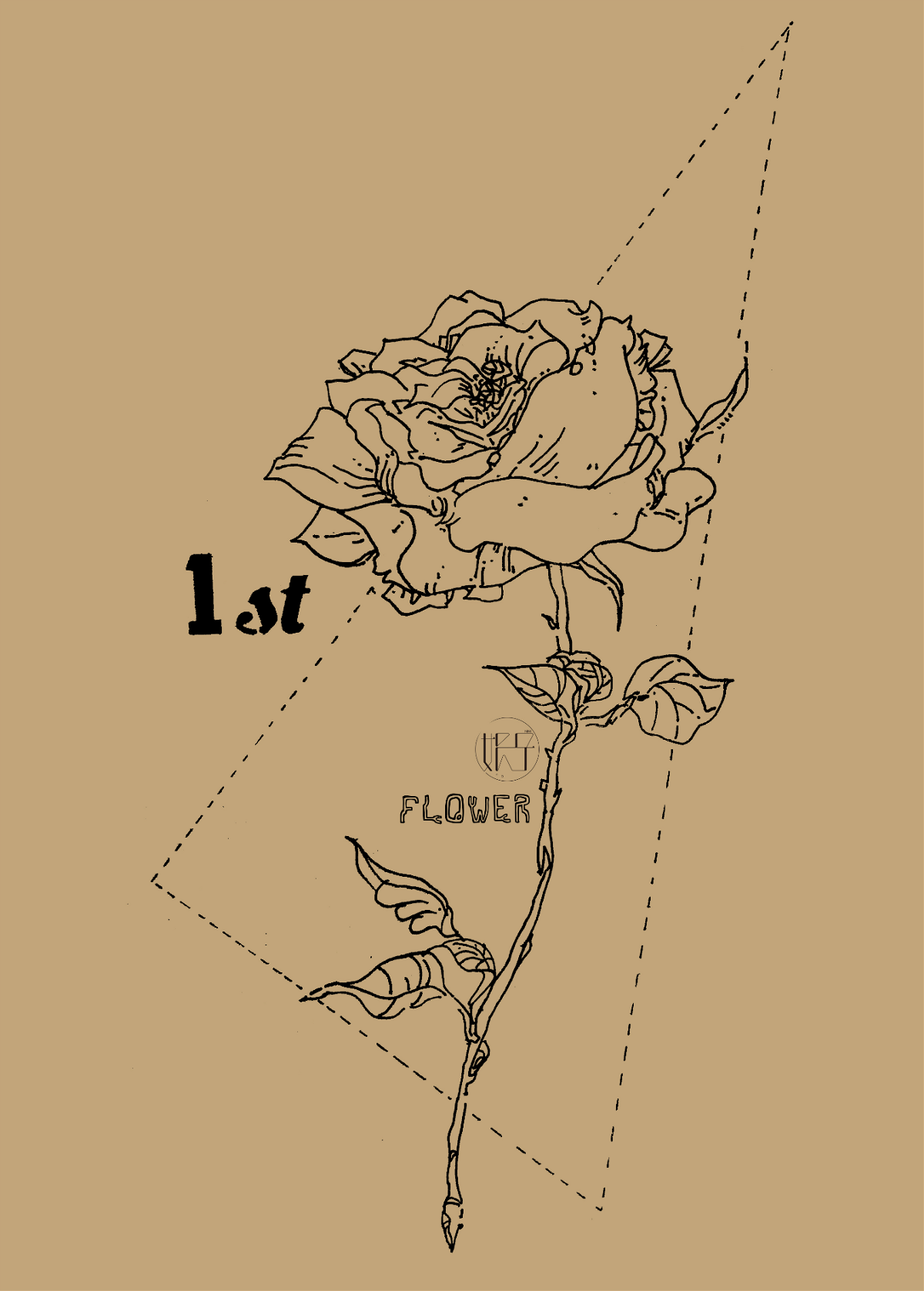 簡(jiǎn)約手繪線稿繁花黑白插畫