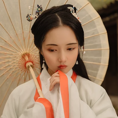 傷感思念帶傘女生頭像，唯美古風真人頭像